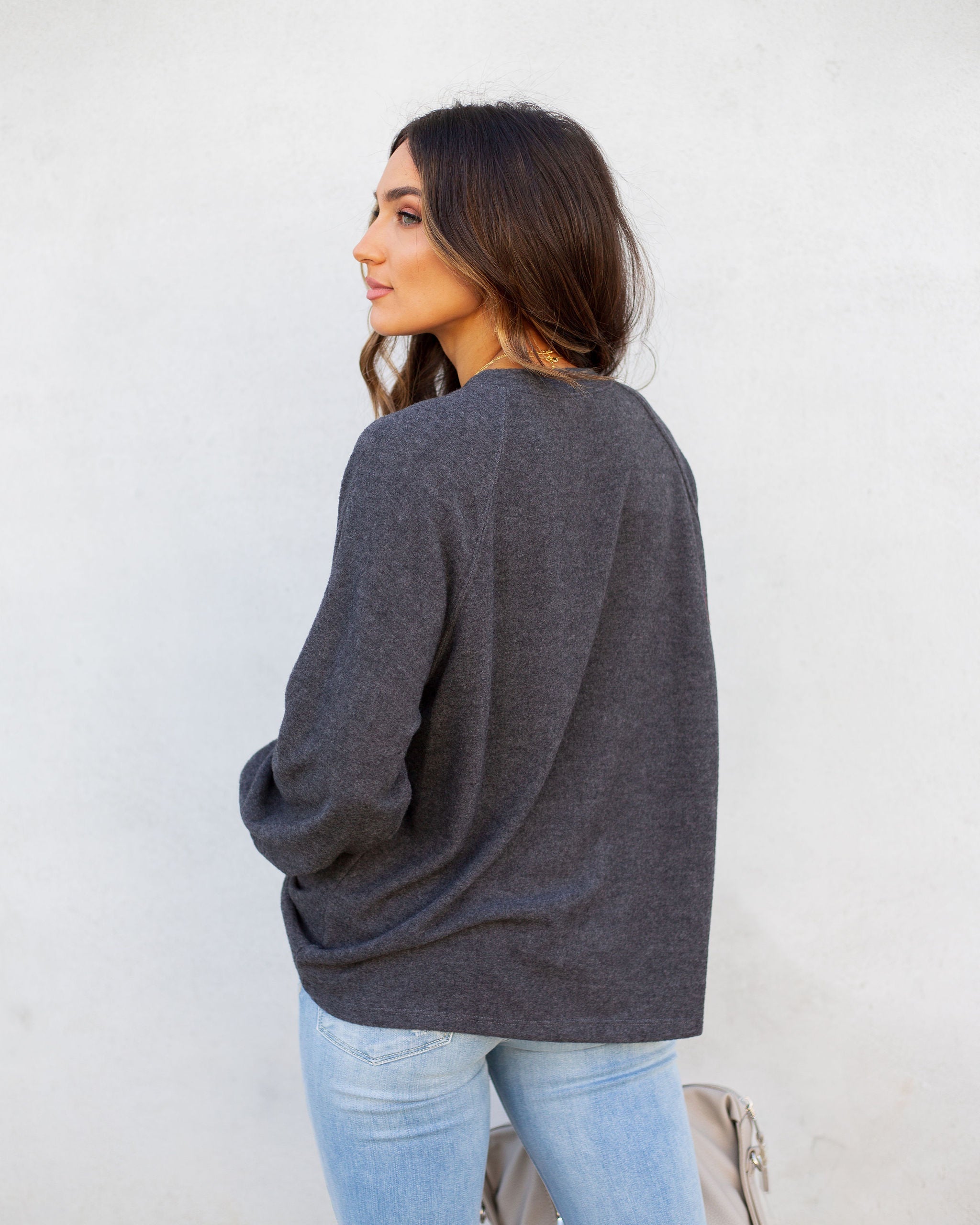 Quinley Knit Raglan Top - Charcoal Ins Street