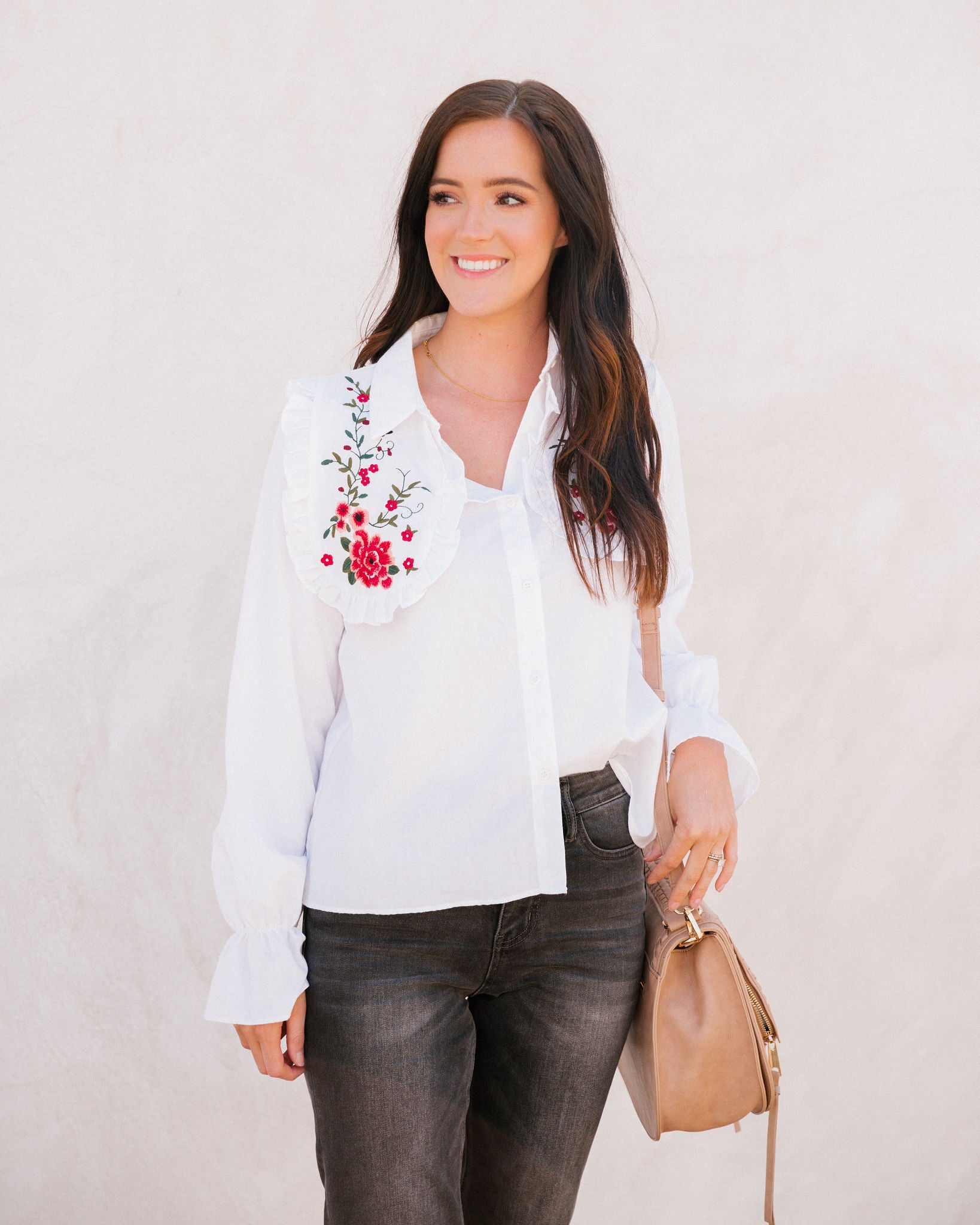 Carnation Cotton Embroidered Poplin Shirt - FINAL SALE Ins Street