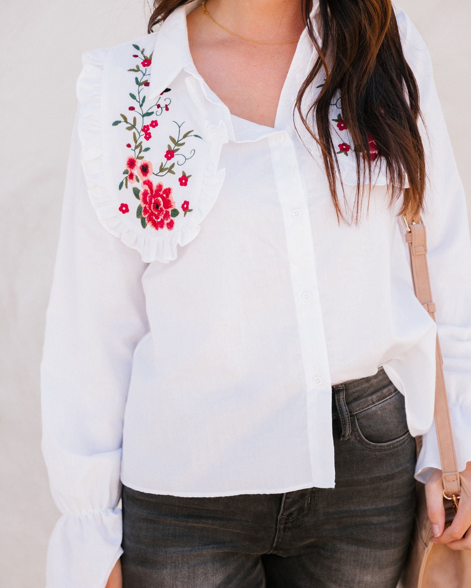 Carnation Cotton Embroidered Poplin Shirt - FINAL SALE Ins Street