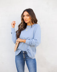 Heads Up Cotton Blend Raglan Pullover - Blue Ins Street