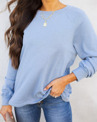 Heads Up Cotton Blend Raglan Pullover - Blue Ins Street