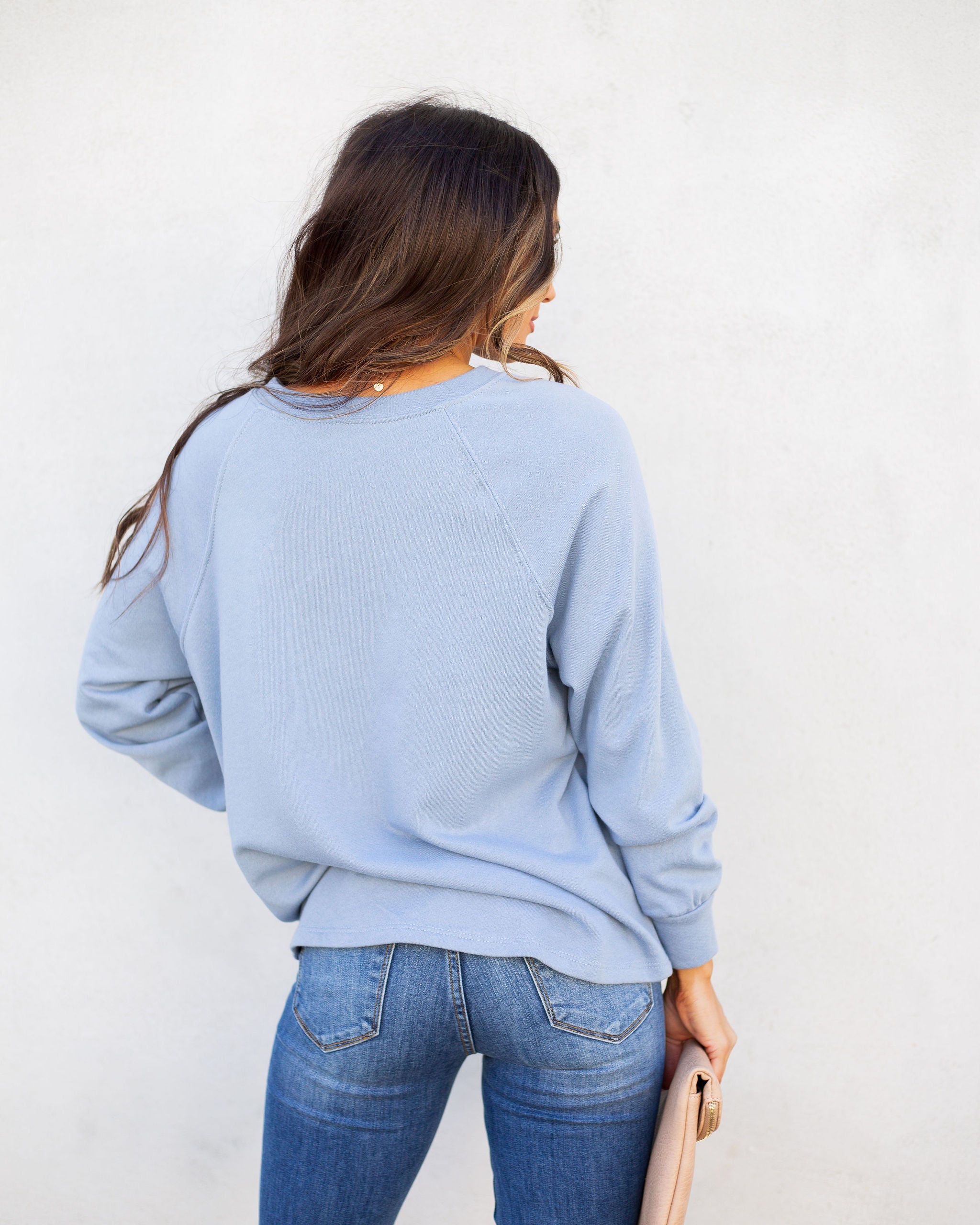 Heads Up Cotton Blend Raglan Pullover - Blue Ins Street