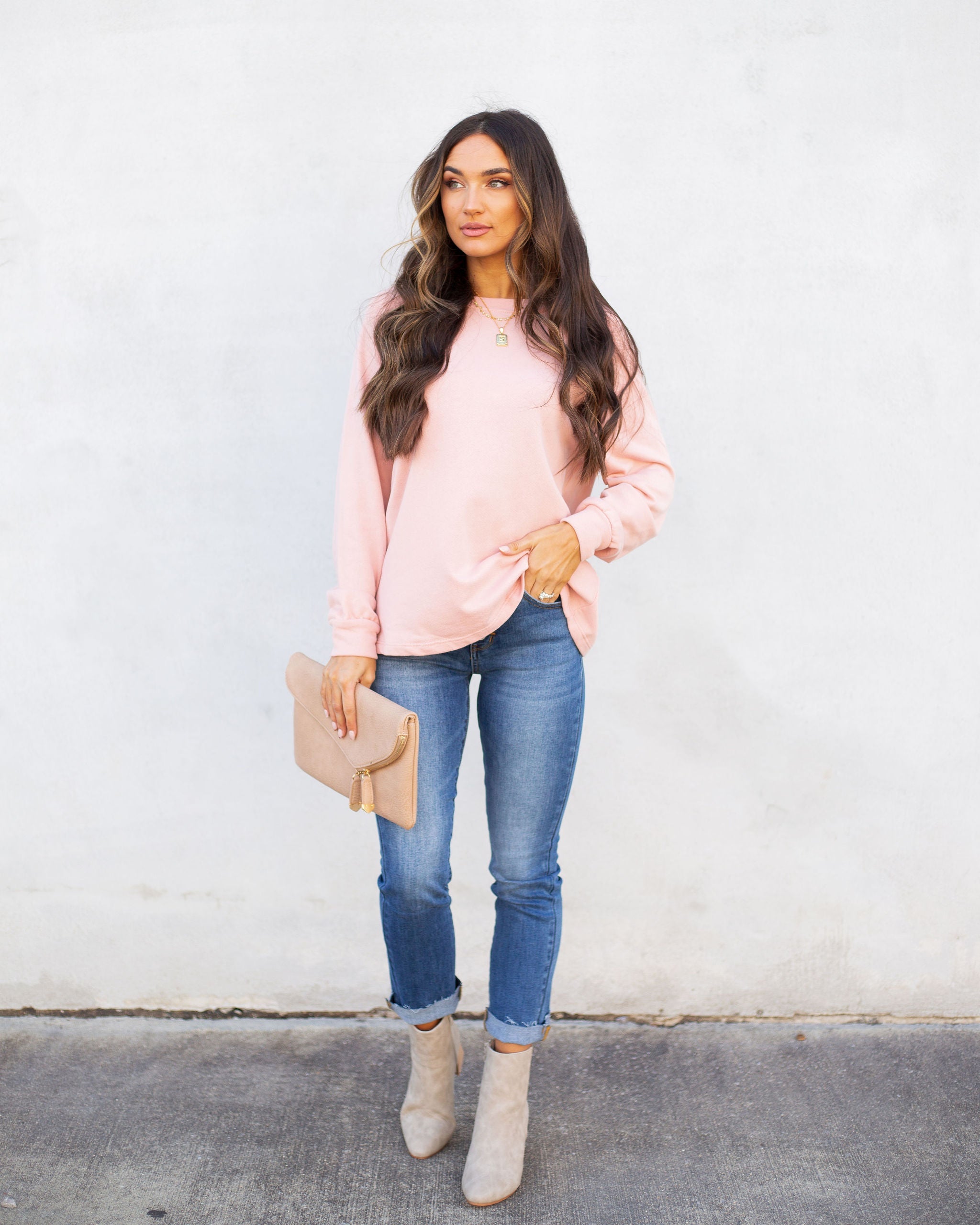 Heads Up Cotton Blend Raglan Pullover - Blush Ins Street