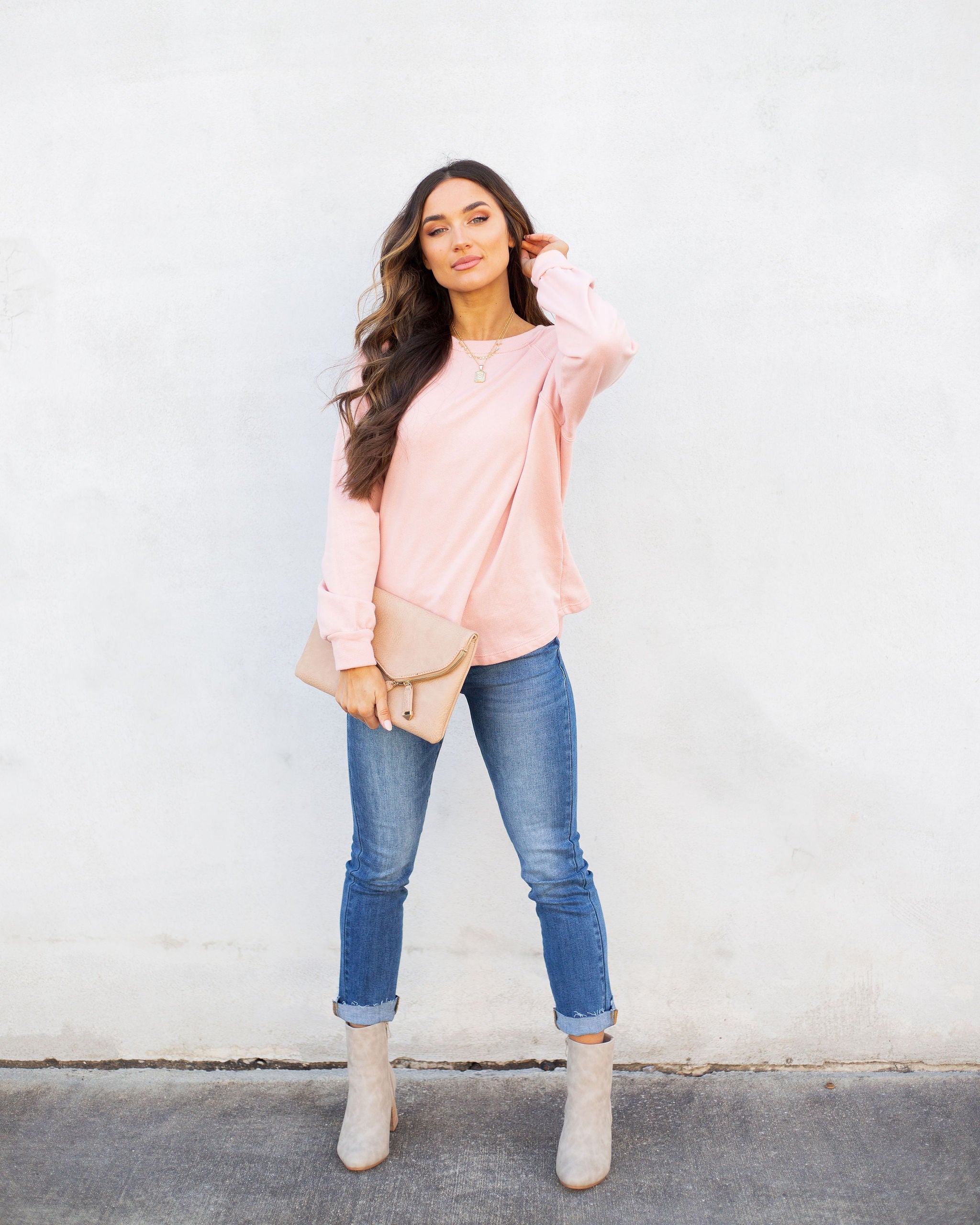 Heads Up Cotton Blend Raglan Pullover - Blush Ins Street