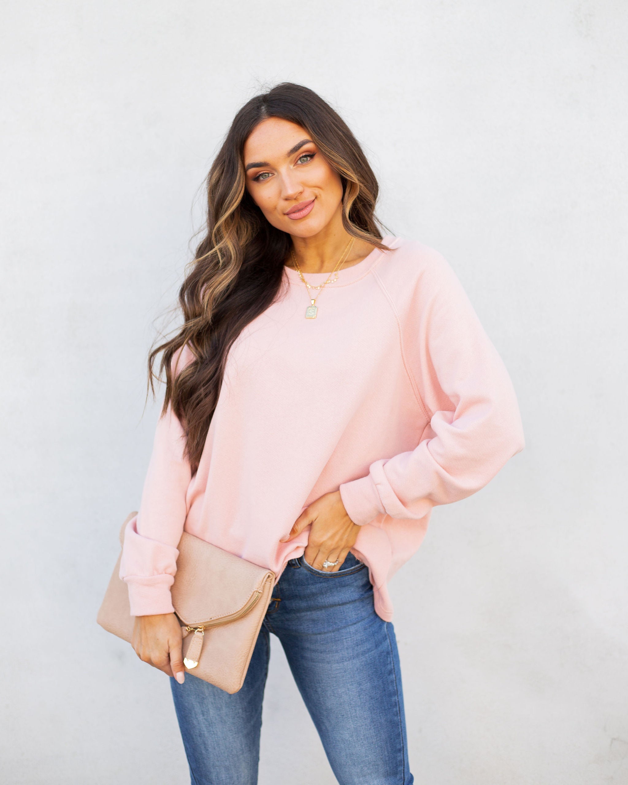 Heads Up Cotton Blend Raglan Pullover - Blush Ins Street