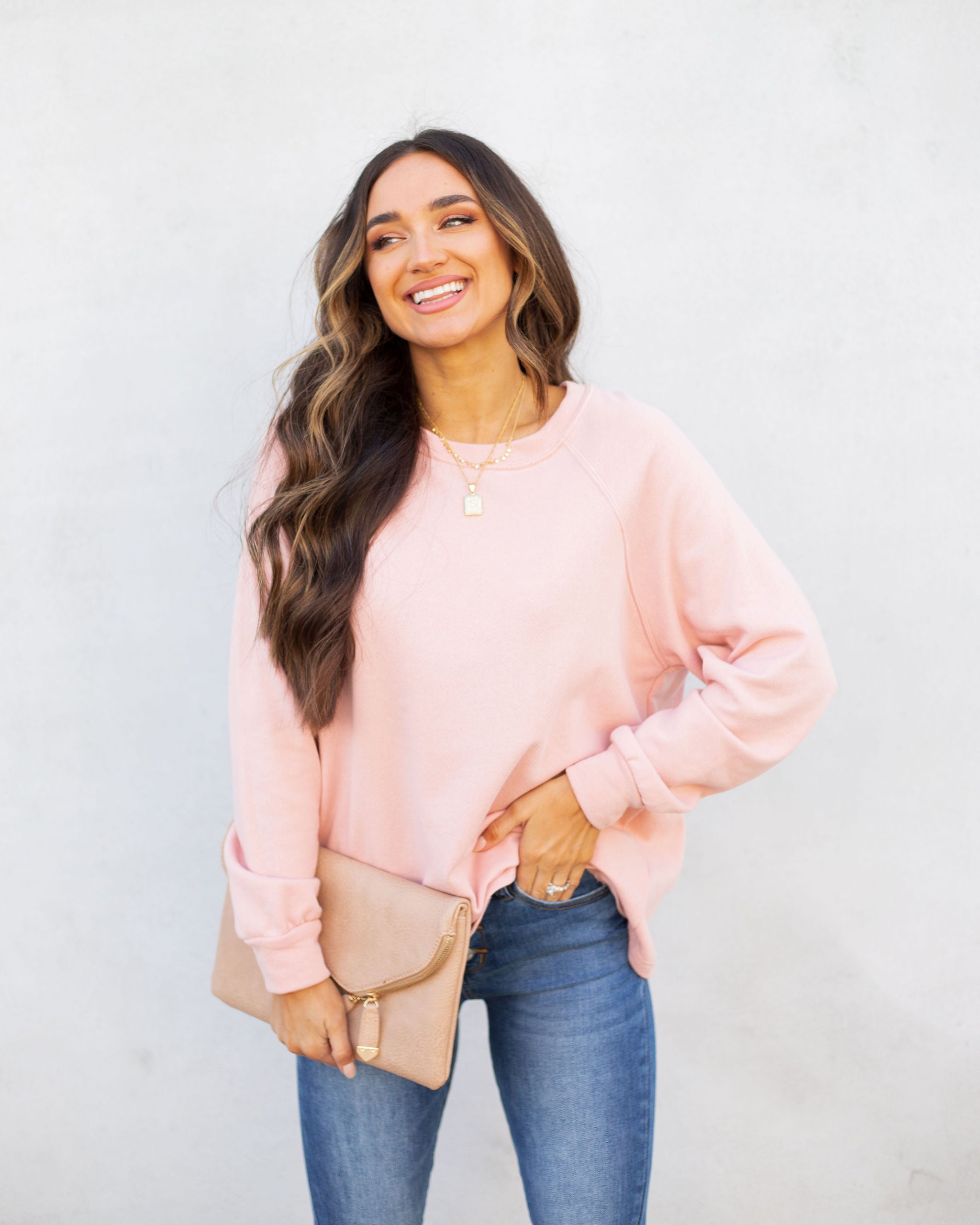 Heads Up Cotton Blend Raglan Pullover - Blush Ins Street