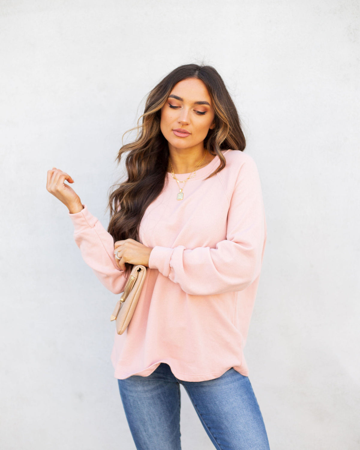 Heads Up Cotton Blend Raglan Pullover - Blush Ins Street