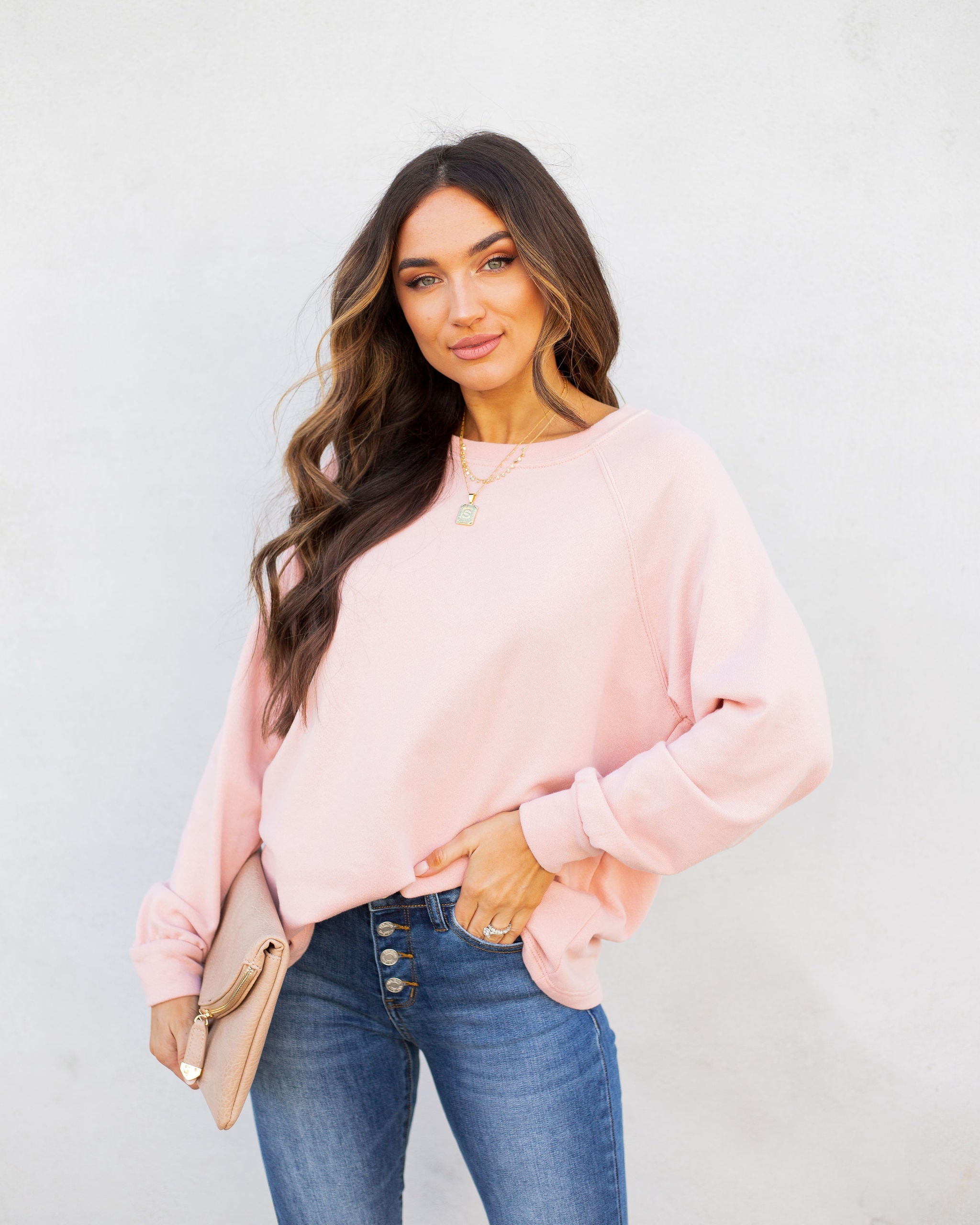 Heads Up Cotton Blend Raglan Pullover - Blush Ins Street