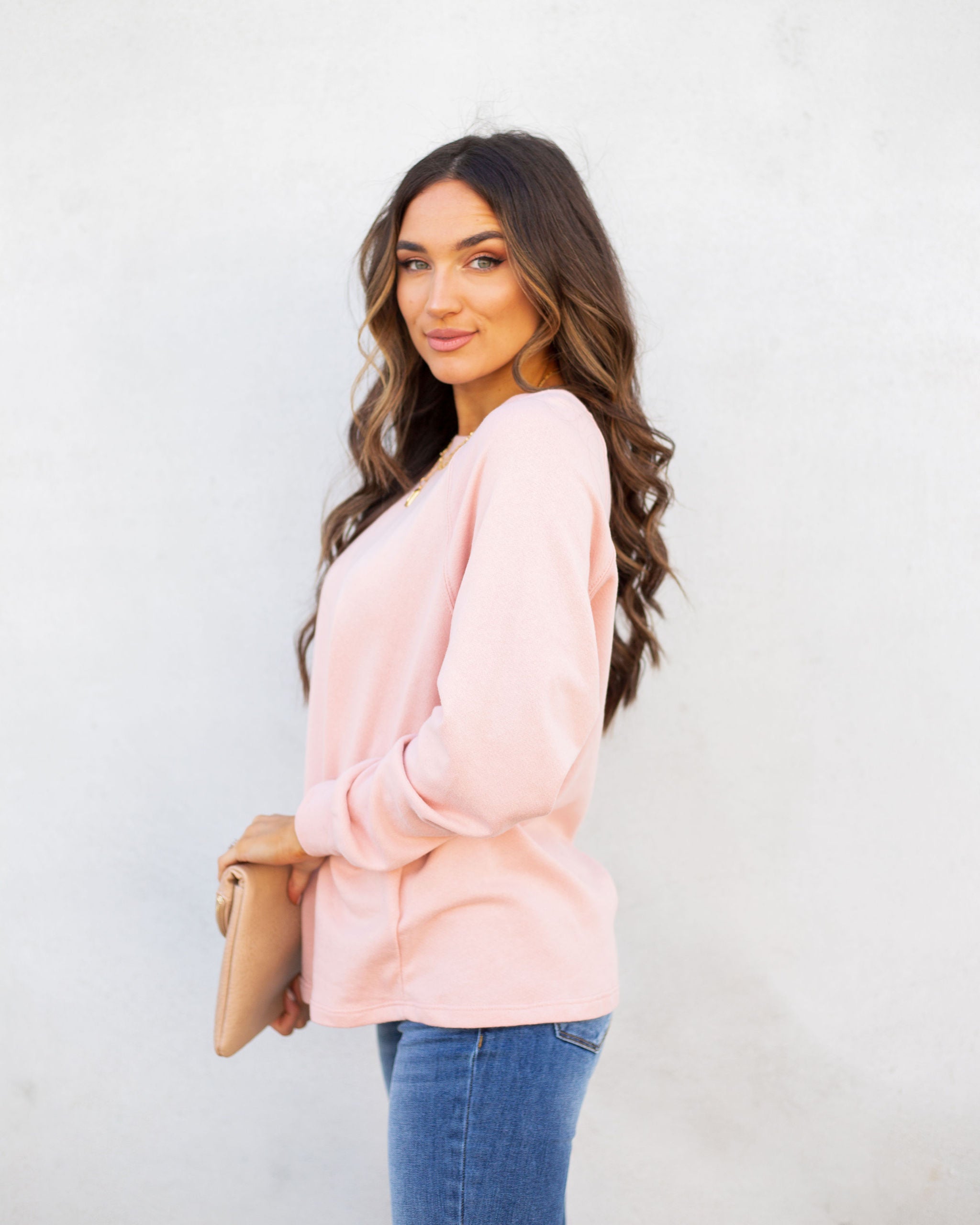 Heads Up Cotton Blend Raglan Pullover - Blush Ins Street