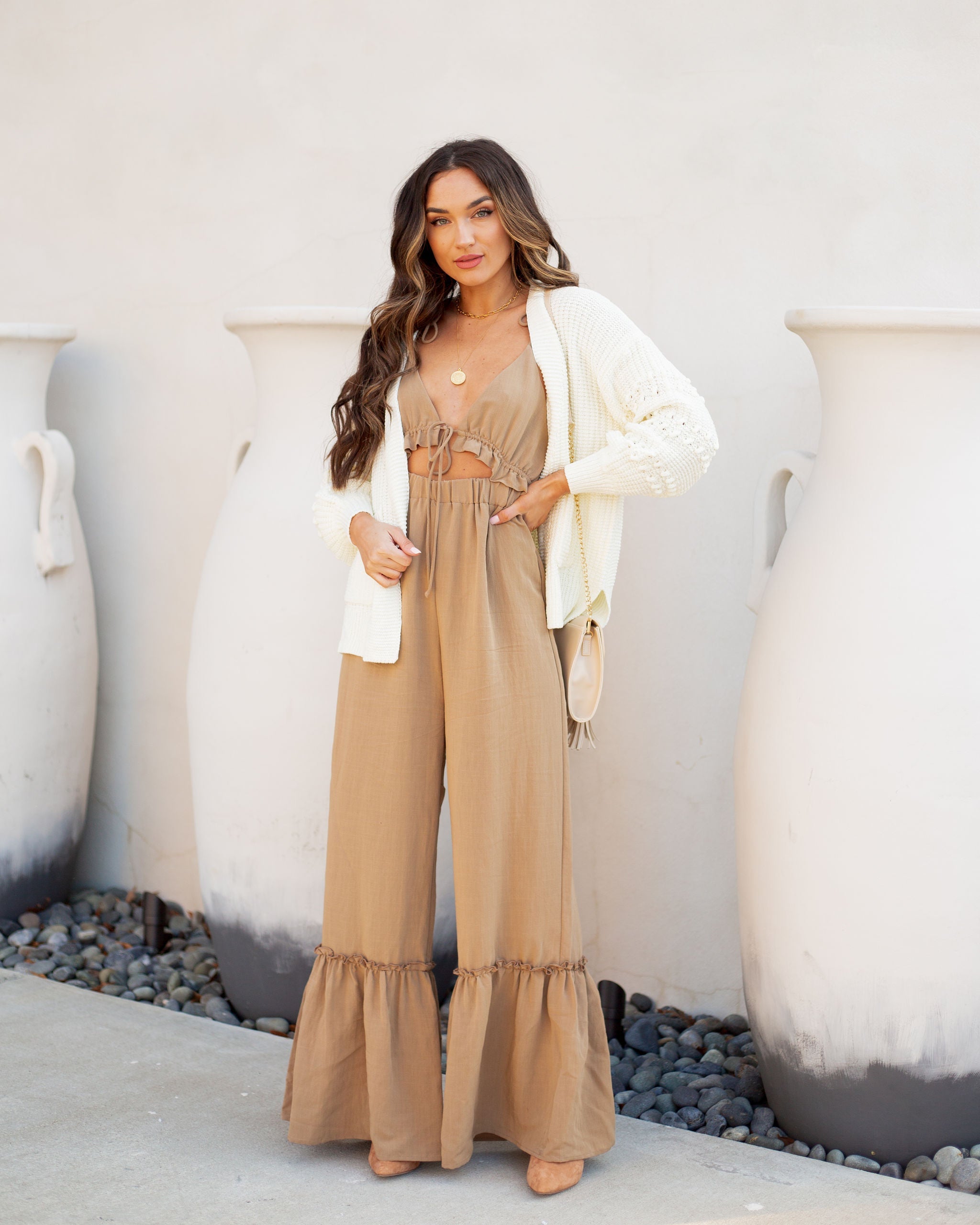 Give A Little Cutout Ruffle Tie Jumpsuit Ins Street