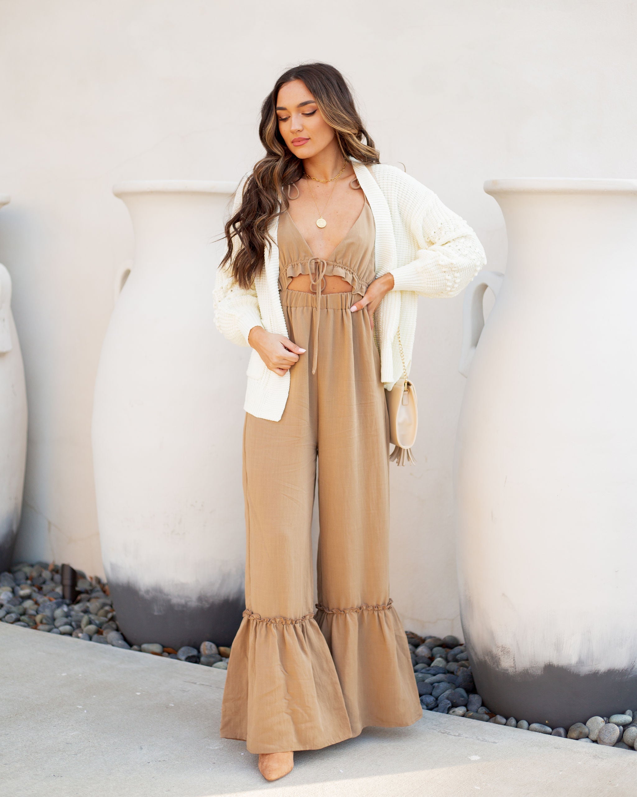 Give A Little Cutout Ruffle Tie Jumpsuit Ins Street