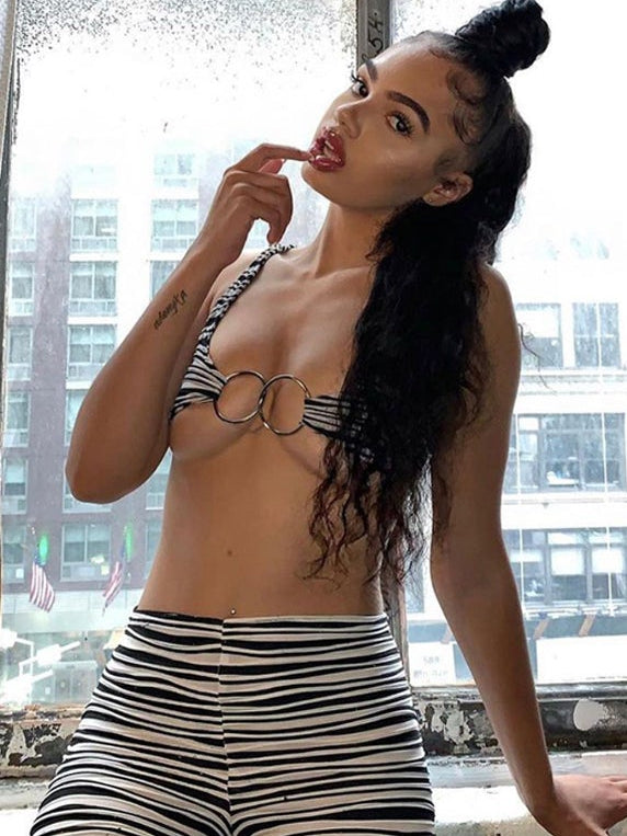 Zebra print top and pants Ins street