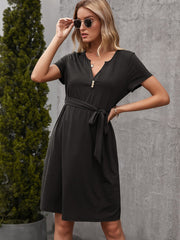 Solid color V-neck ladies long dress 2023-03-14 InsStreet