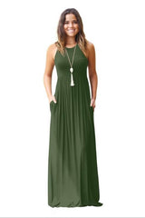 Sleeveless Pocket Maxi Dress Ins street