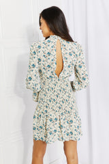 Petal Dew Meadowscape Floral Smocked Mock Neck Mini Dress Ins Street