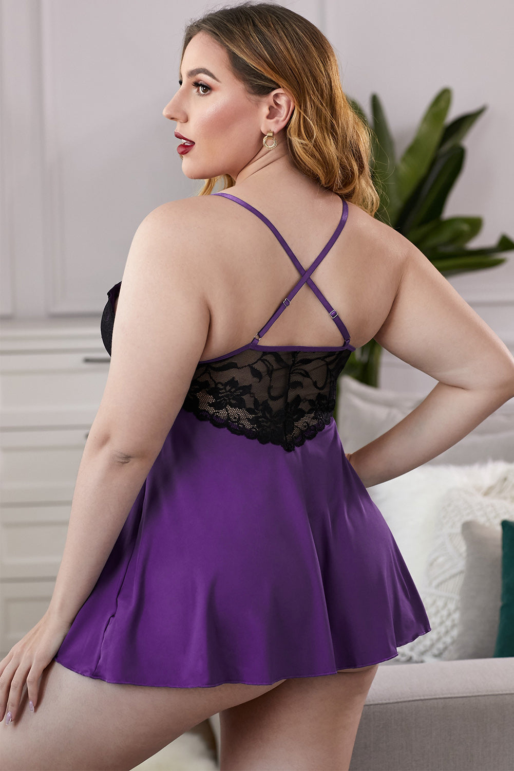 Lace See-Through Plus Size Chemise Ins Street