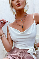 Cowl Neck Knot Cami Crop Top Ins street