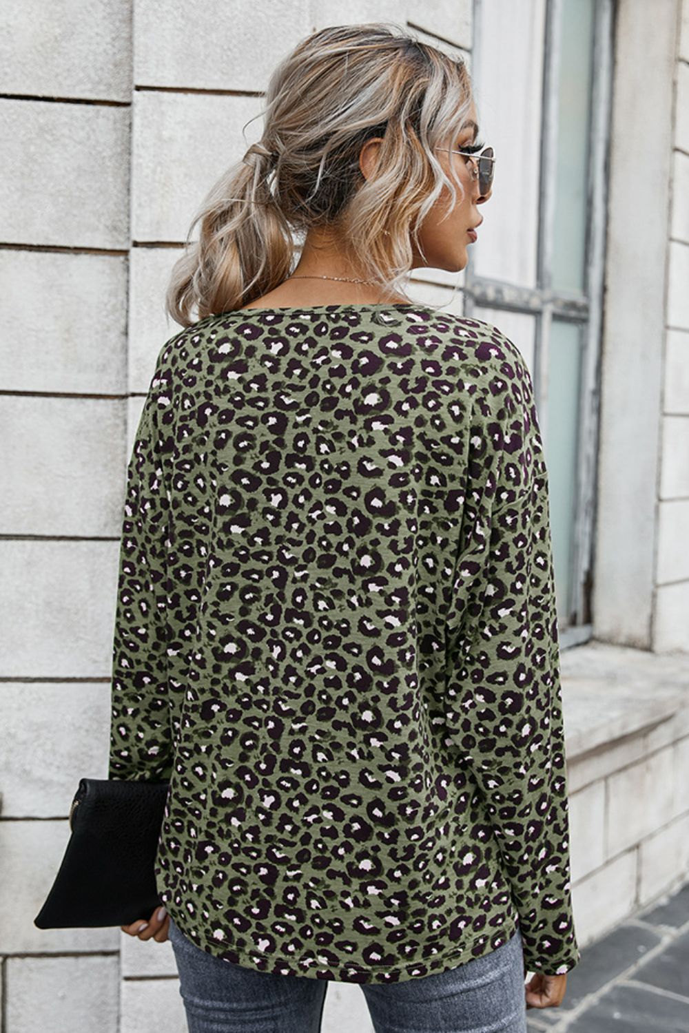 Leopard Buttoned Contrast Trim Top Ins Street