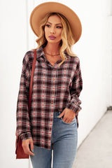 Plaid Button Relaxed Fit Shirt Ins Street