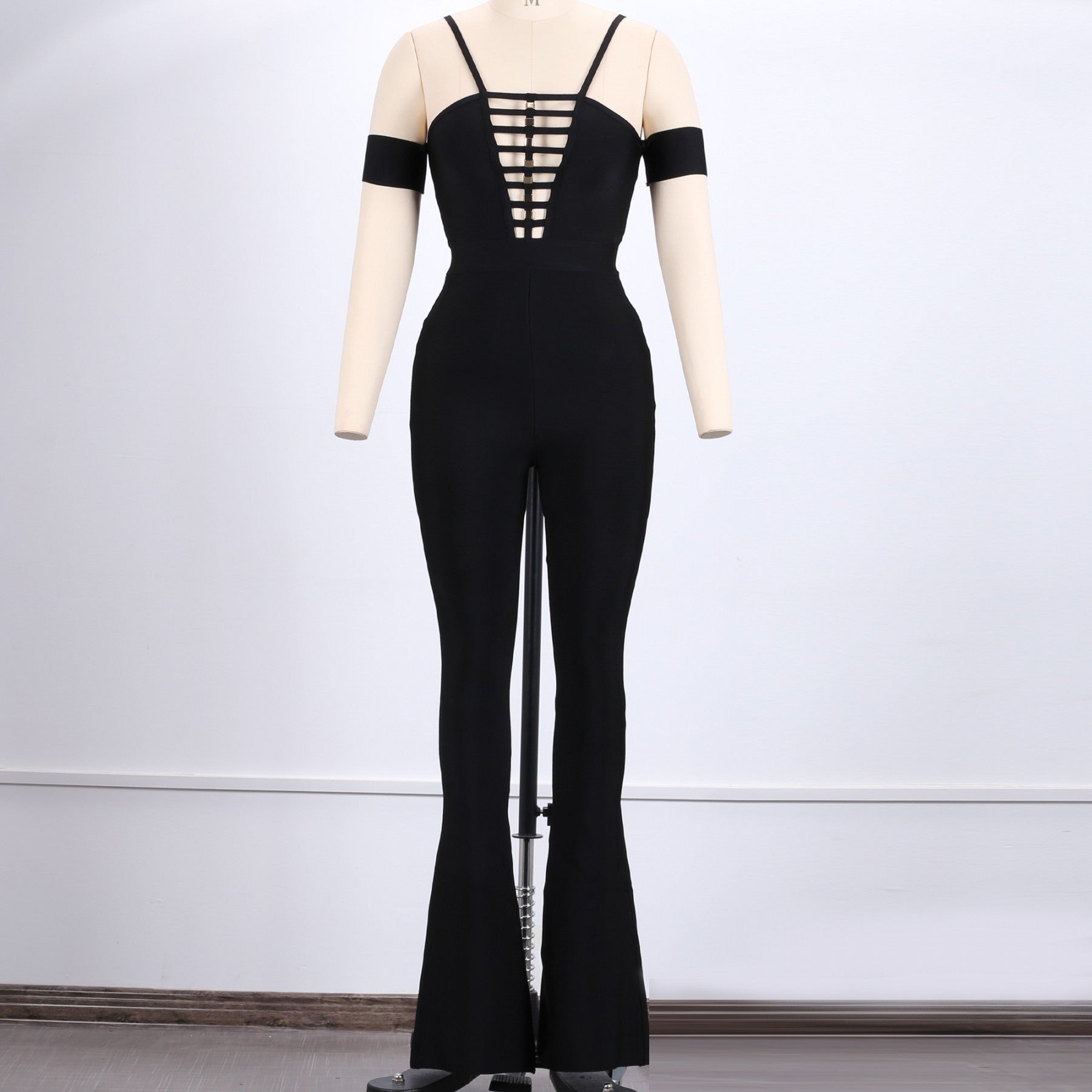 Strappy Short Sleeve Cut Out Bandage Jumpsuit Ins Street