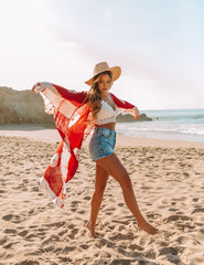 Delhi Tie Dye Kimono - Burgundy LOVE-003