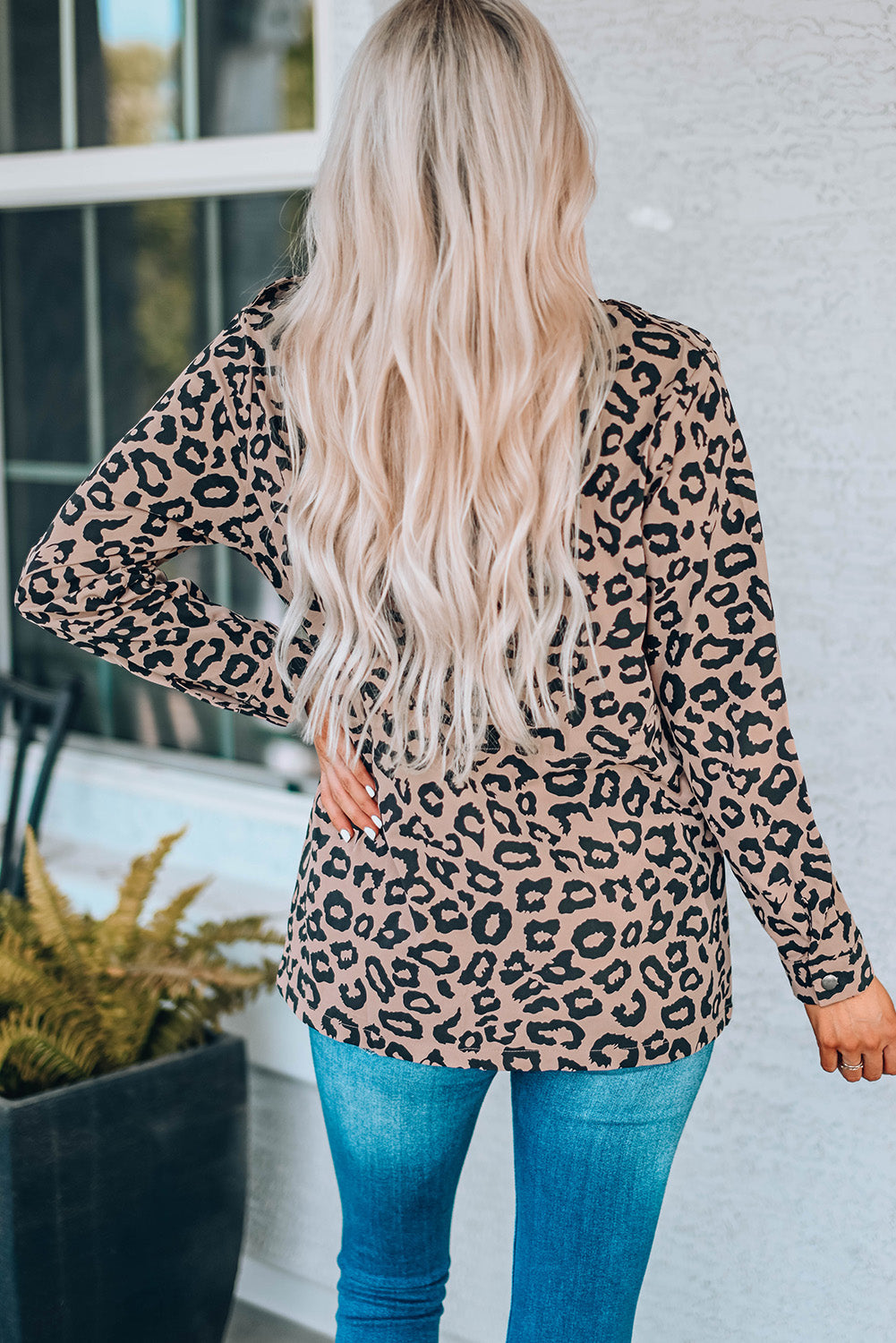 Leopard Drawstring Waist Jacket with Pockets Ins Street