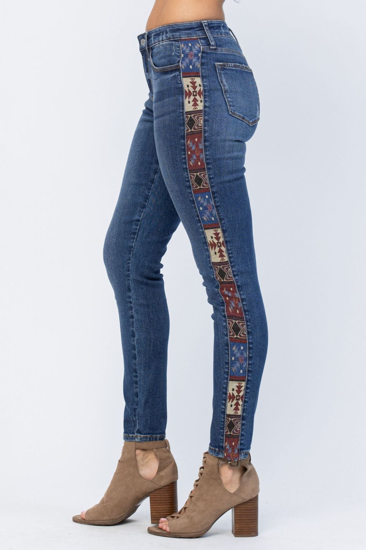 Mid-Rise Rad Embellishment Western Print Relaxed Fit Jeans Ins Street