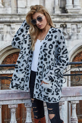 Leopard Longline Cardigan with Pockets Ins Street