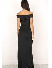 Top Secret Ribbed Off The Shoulder Dress - Black TYCH-001