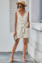 Front Tie Knot Solid Romper INS STREET