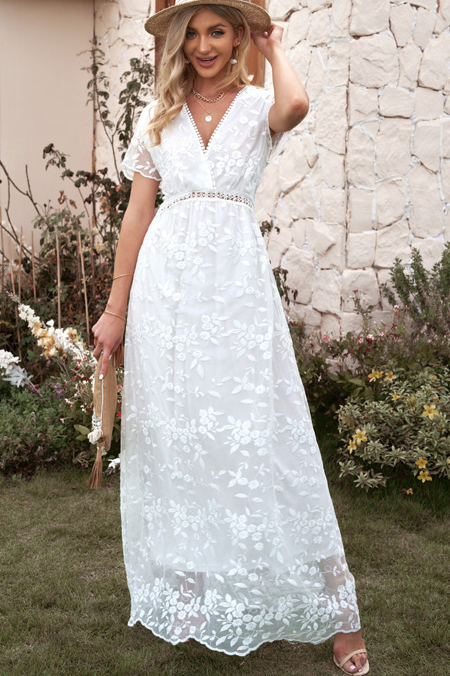 Emma Boho Floral Lace Maxi Dress INS STREET