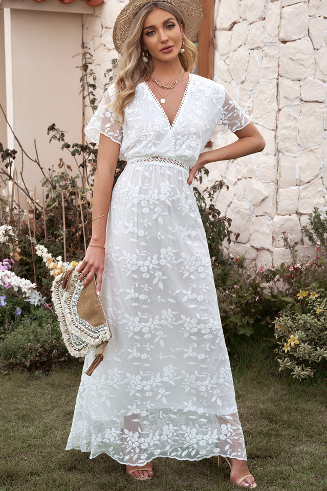 Emma Boho Floral Lace Maxi Dress INS STREET