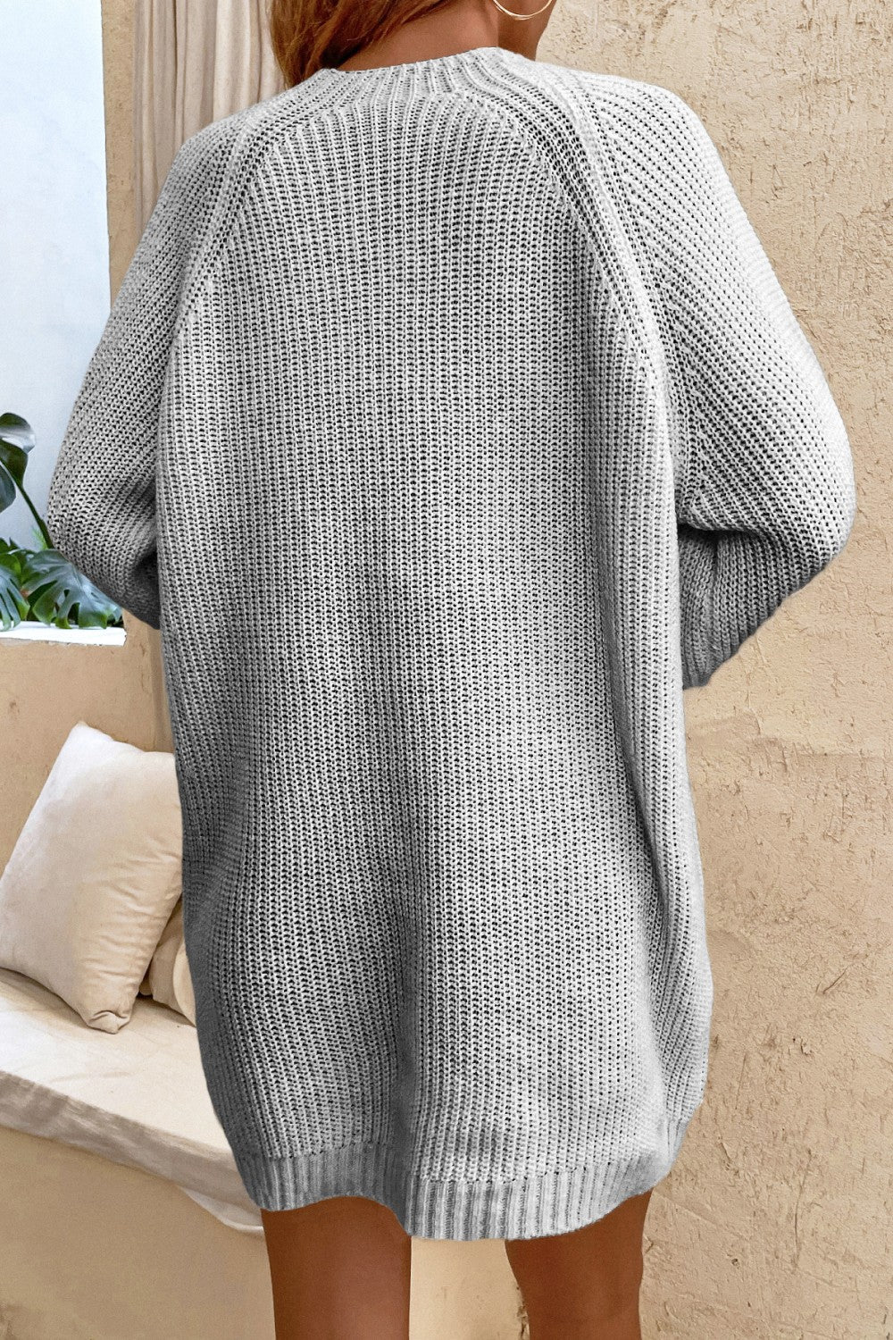 Lace-Up Balloon Sleeve Sweater Dress Ins Street