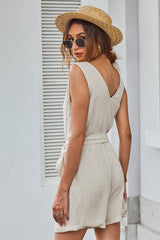 Front Tie Knot Solid Romper INS STREET