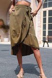 Elastic Waist Ruffled Skirt with Pockets Ins Street