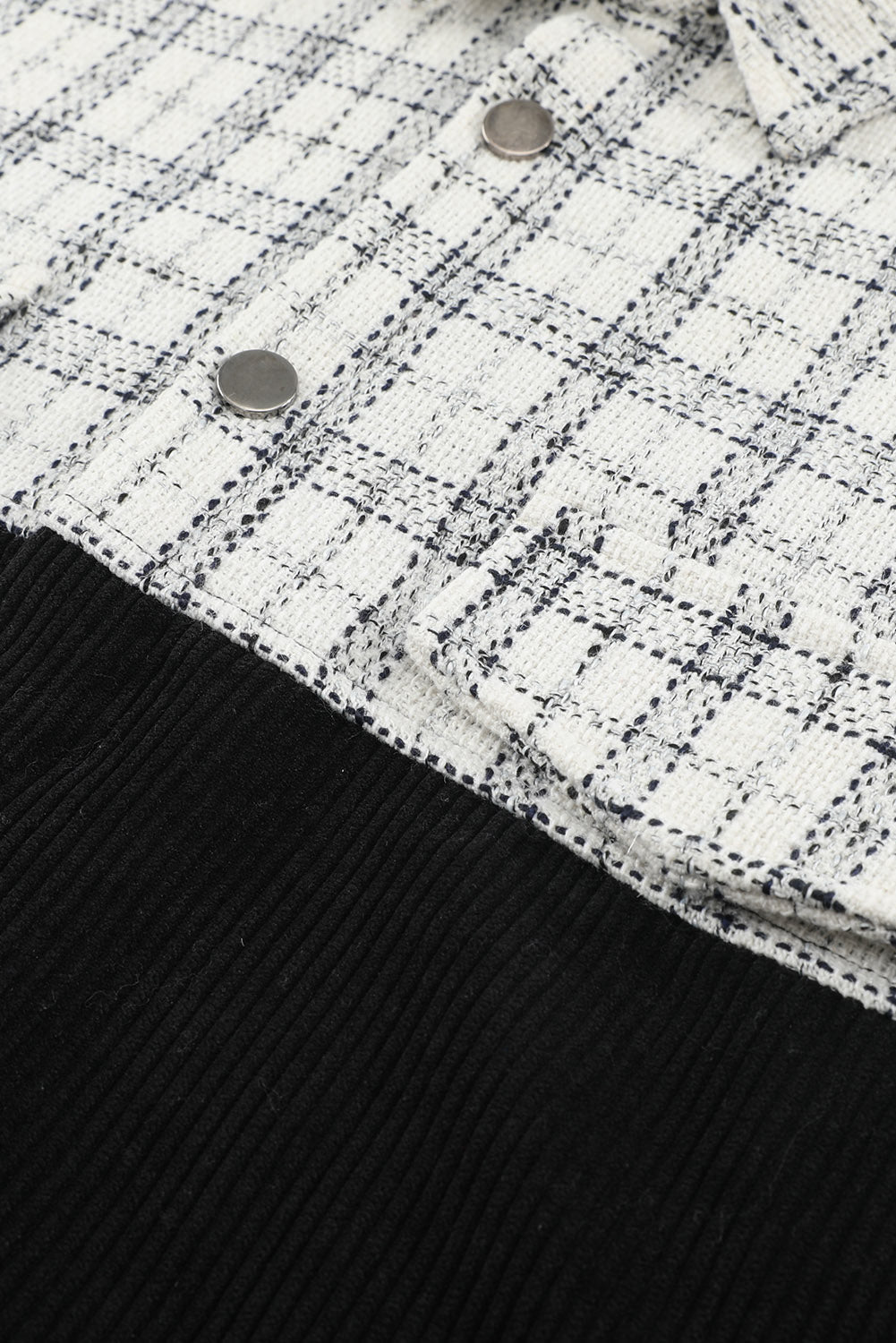 Plaid Color Block Curved Hem Shirt Jacket Ins Street