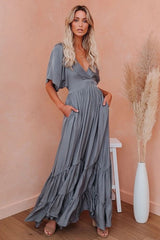 Empire Waist Tiered Bohemian Maxi Dress Ins street