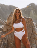 PREORDER - Float Ribbed Cut Out Bikini Bottom - White Ins Street