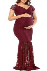 Lace Fishtail Maternity Maxi Dress Ins street