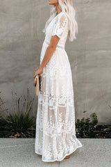 Patchwork Lace Embroidered Maxi Dress Ins street