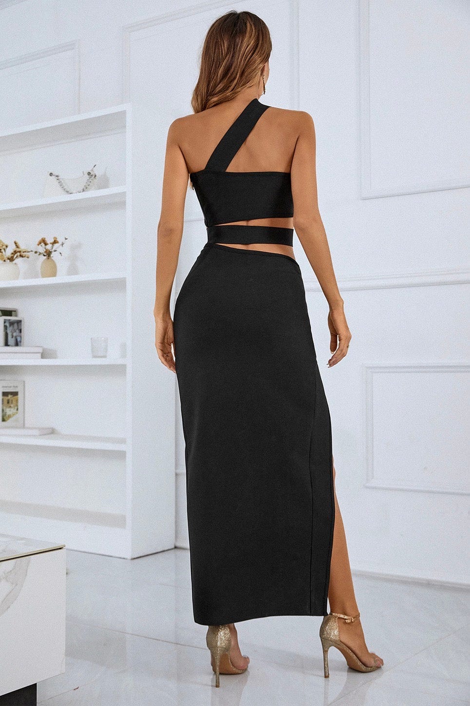 Isla Asymmetric High Slit Bandage Dress Ins Street