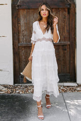 Short Sleeve Lace Maxi Dress Ins street