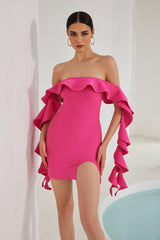 Nessa Off Shoulder Ruffle Mini Bandage Dress - Pink Ins Street