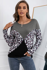 Leopard Patch Color Block Ribbed Top Ins Street
