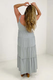 New Colors - Zenana V-Neck Cami Maxi Tiered Dress with Side Pockets Kiwidrop