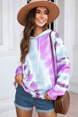 Dropped Sleeve Tie-dye Hoodie with Drawstring Ins Street