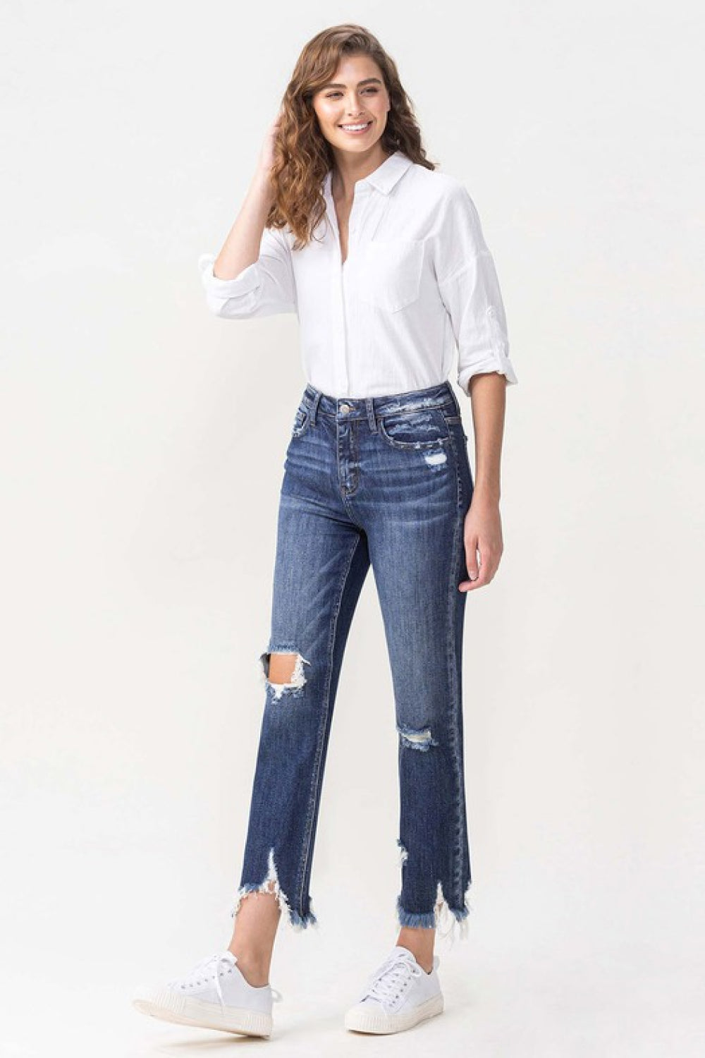 Lovervet Jackie Full Size High Rise Crop Straight Leg Jeans Ins Street