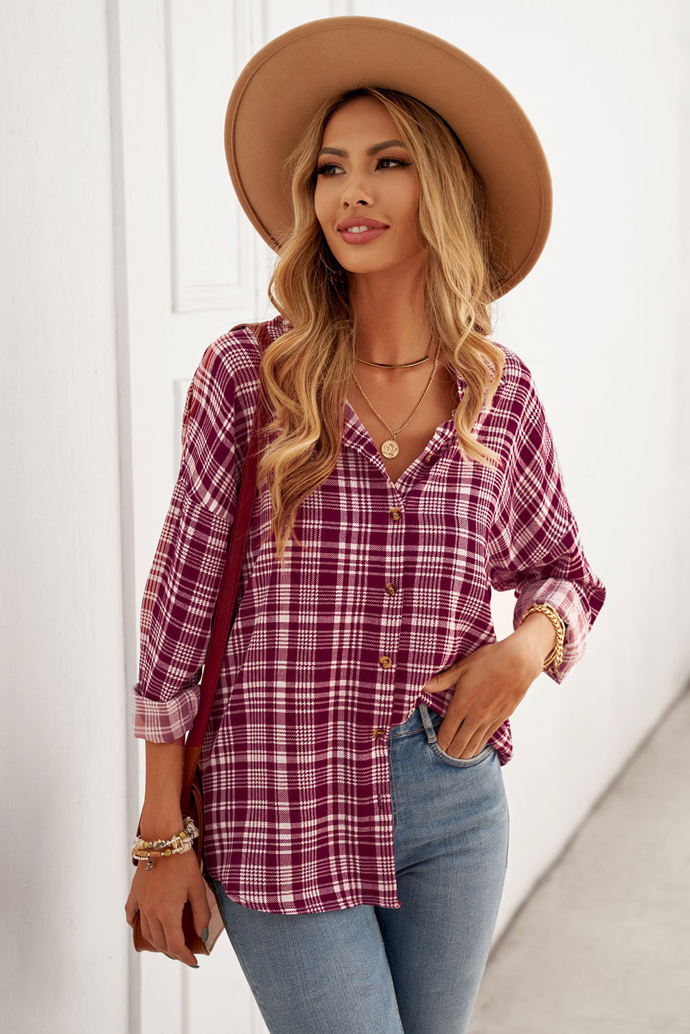 Plaid Button Relaxed Fit Shirt Ins Street