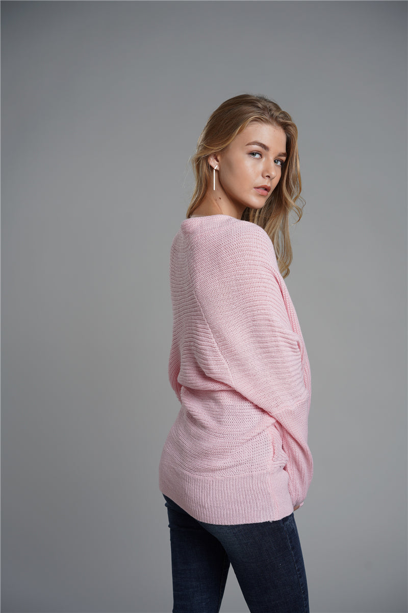 Dropped Shoulder Surplice Sweater Ins Street