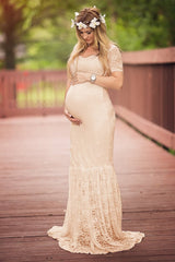 Lace Fishtail Maternity Maxi Dress Ins street